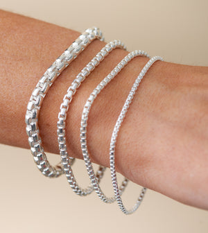 Silver Round Box Chain Bracelet - 14K  - Olive & Chain Fine Jewelry