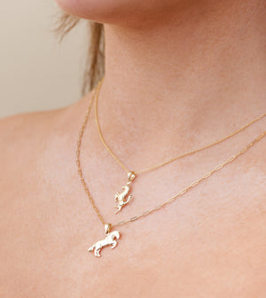 14k Gold Horse Charm Necklace - 14K  - Olive & Chain Fine Jewelry