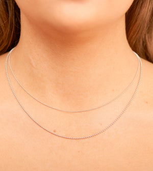 14k White Gold Bead Ball Chain Necklace - 14K  - Olive & Chain Fine Jewelry