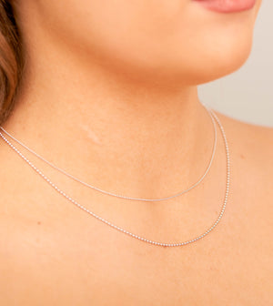14k White Gold Bead Ball Chain Necklace - 14K  - Olive & Chain Fine Jewelry