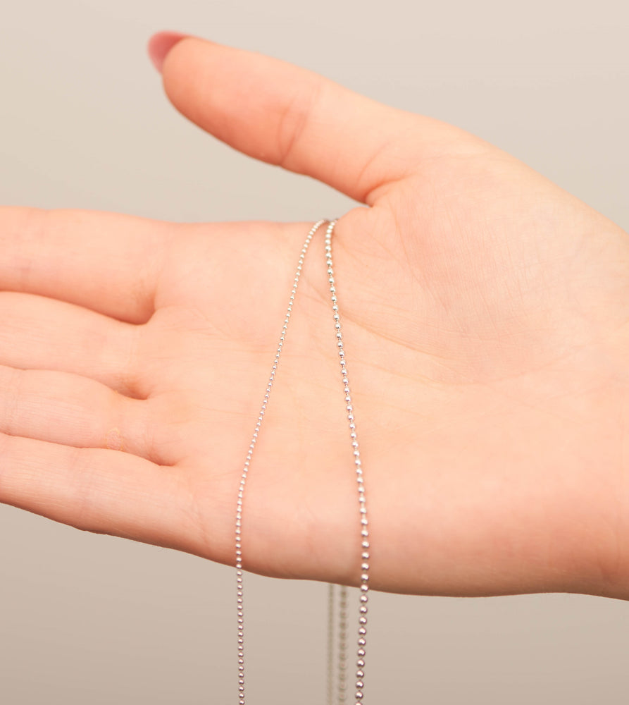 14k White Gold Bead Ball Chain Necklace - 14K  - Olive & Chain Fine Jewelry