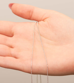 14k White Gold Diamond Cut Bead Ball Chain Necklace - 14K  - Olive & Chain Fine Jewelry