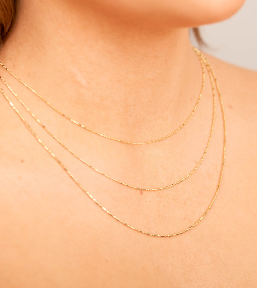 14k Gold Bar Bead Chain Necklace - 14K - OLIVE & CHAIN Fine Jewelry