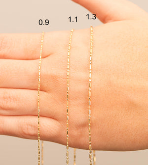 14k Gold Bar Bead Chain Necklace - 14K - OLIVE & CHAIN Fine Jewelry