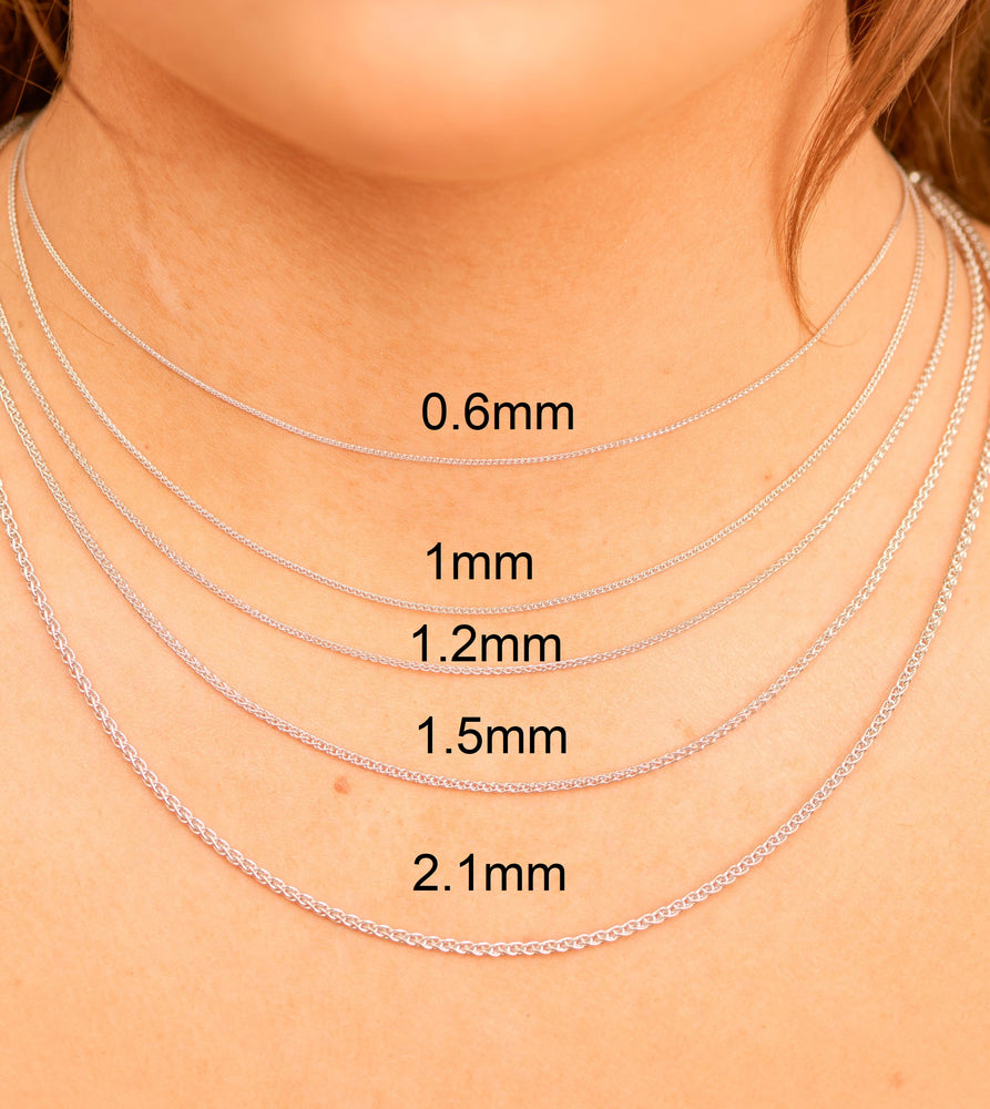 Solid 14k White Gold Wheat Spiga Chain Necklace - 14K - OLIVE & CHAIN Fine Jewelry