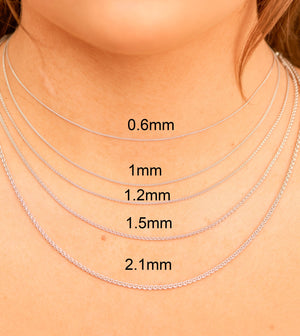Solid 14k White Gold Wheat Spiga Chain Necklace - 14K - OLIVE & CHAIN Fine Jewelry