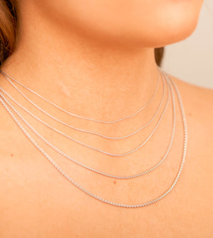 Solid 14k White Gold Wheat Spiga Chain Necklace - 14K - OLIVE & CHAIN Fine Jewelry