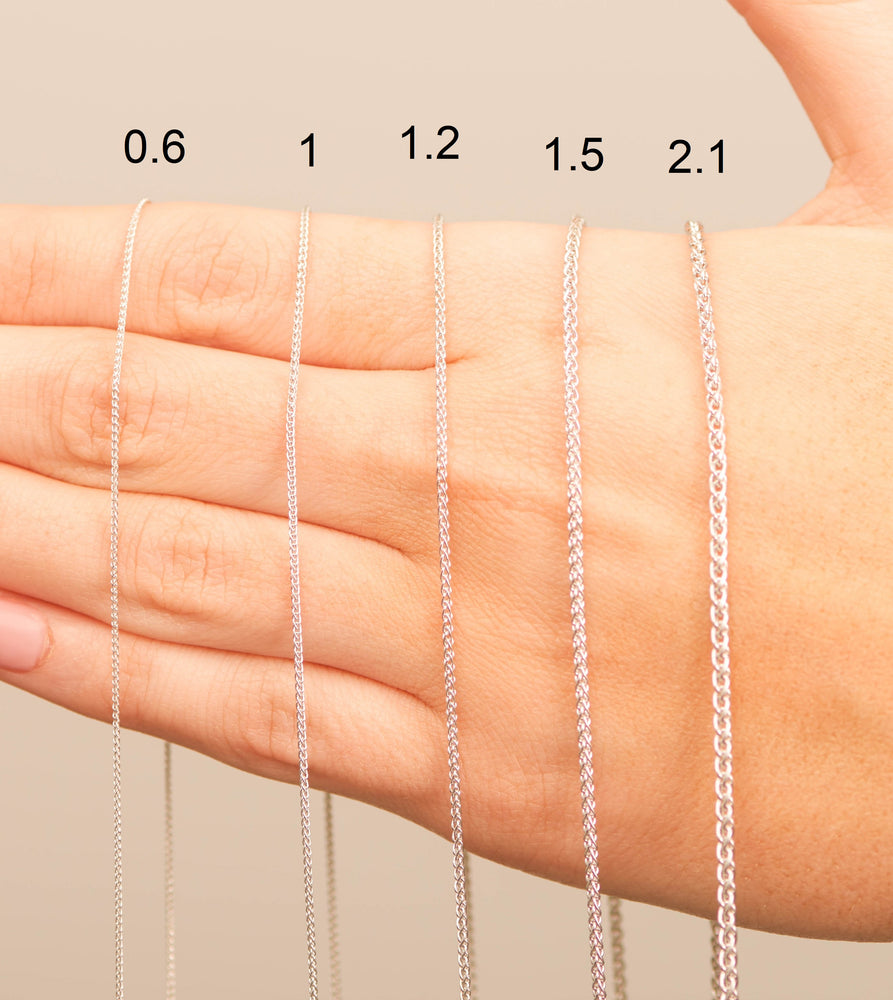 Solid 14k White Gold Wheat Spiga Chain Necklace - 14K - OLIVE & CHAIN Fine Jewelry