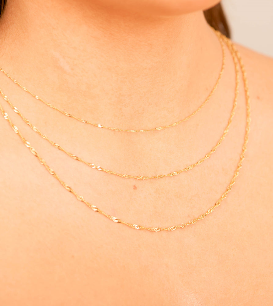 14k Gold Singapore Chain Necklace - 14K  - Olive & Chain Fine Jewelry
