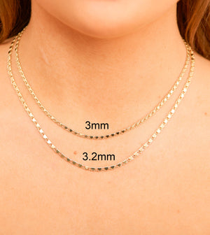 14k Gold Mirror Heart Chain Necklace - 14K  - Olive & Chain Fine Jewelry