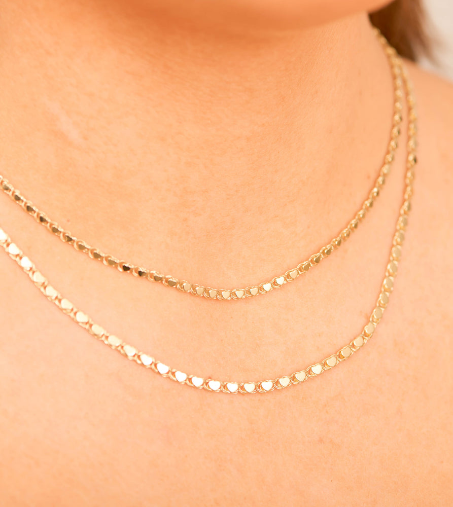 14k Gold Mirror Heart Chain Necklace - 14K - OLIVE & CHAIN Fine Jewelry