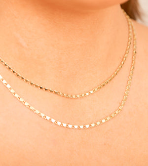 14k Gold Mirror Heart Chain Necklace - 14K - OLIVE & CHAIN Fine Jewelry