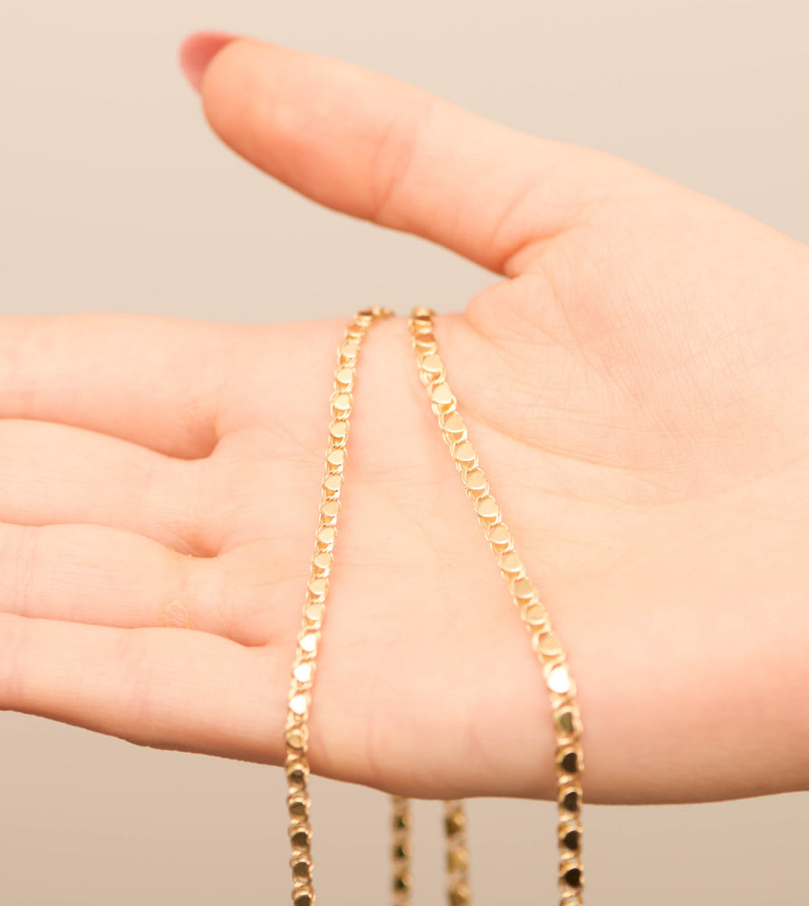 14k Gold Mirror Heart Chain Necklace - 14K - OLIVE & CHAIN Fine Jewelry