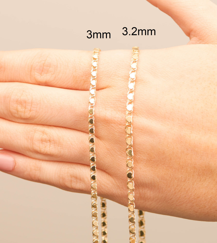 14k Gold Mirror Heart Chain Necklace - 14K - OLIVE & CHAIN Fine Jewelry
