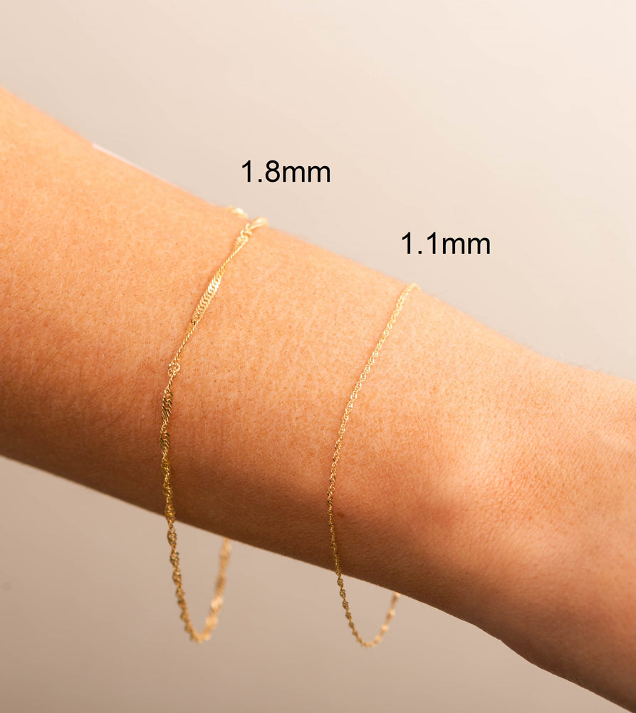 14k Gold Singapore Chain Bracelet - 14K  - Olive & Chain Fine Jewelry