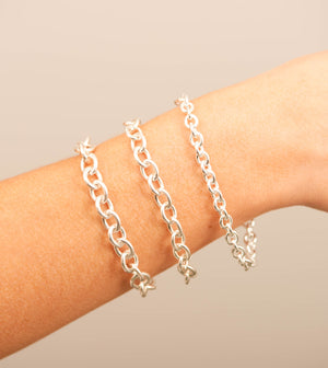 Silver Rolo Link Chain Bracelet - 14K  - Olive & Chain Fine Jewelry