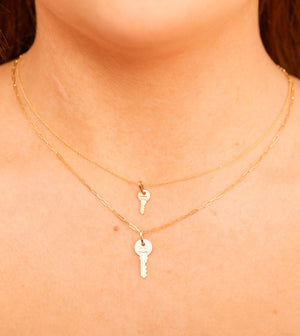 14k Gold Key Charm Necklace - 14K - OLIVE & CHAIN Fine Jewelry