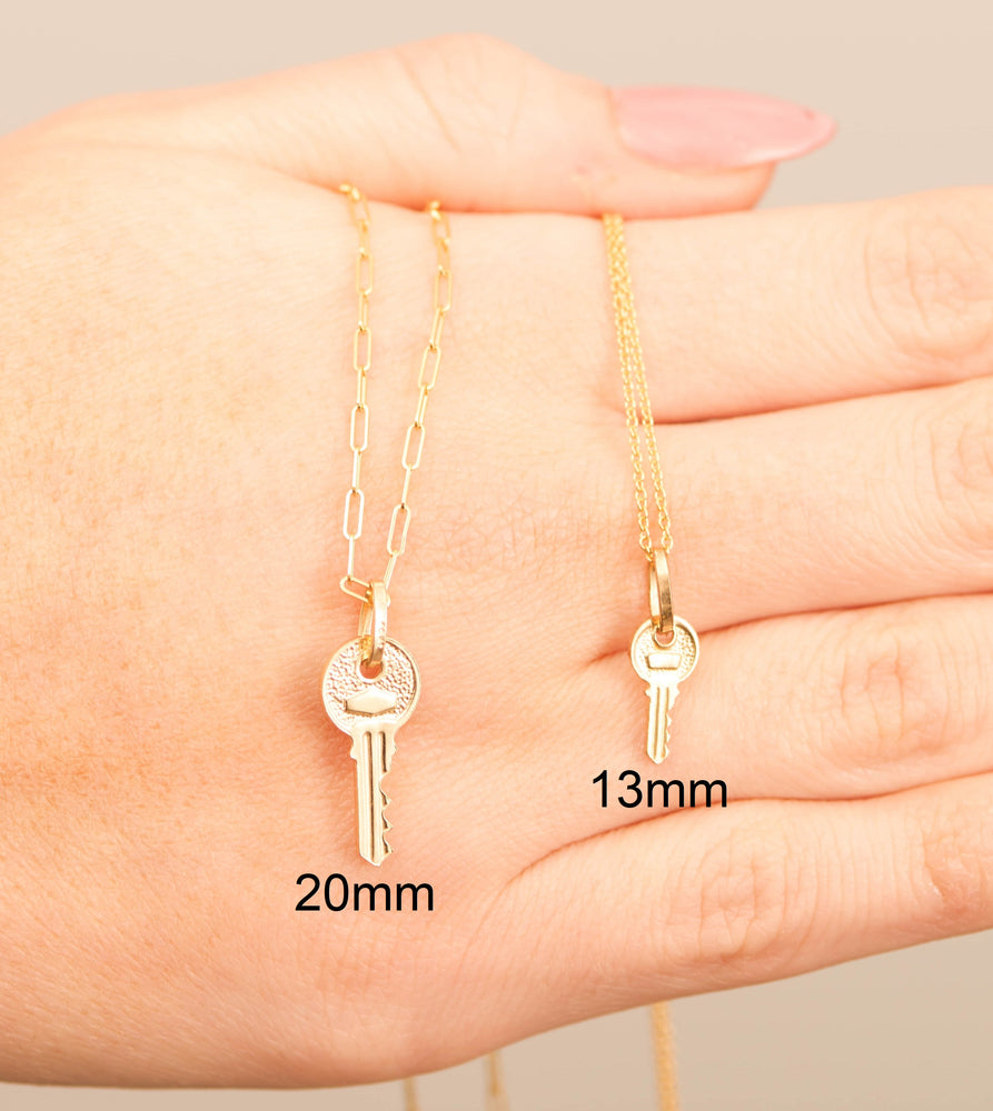 14k Gold Key Charm Necklace – OLIVE & CHAIN