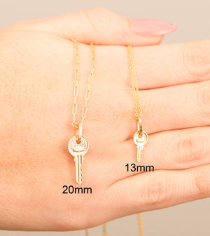 14k Gold Key Charm Necklace - 14K - OLIVE & CHAIN Fine Jewelry