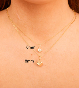14k Gold Dice Charm Necklace - 14K - OLIVE & CHAIN Fine Jewelry