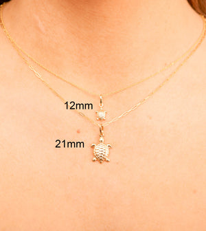 14k Gold Turtle Charm Necklace - 14K - OLIVE & CHAIN Fine Jewelry