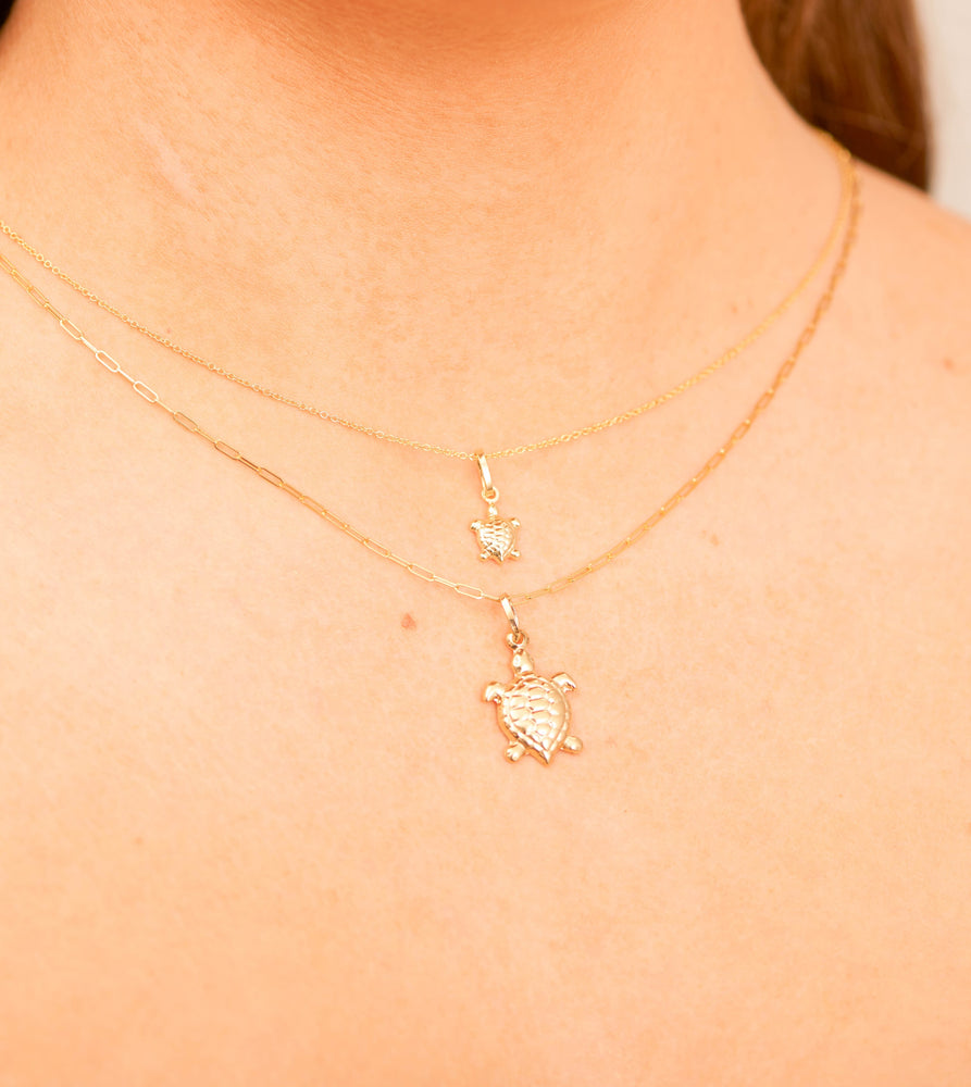 14k Gold Turtle Charm Necklace - 14K - OLIVE & CHAIN Fine Jewelry