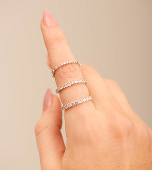 14k White Gold Simulated Diamond Eternity Band - 14K  - Olive & Chain Fine Jewelry
