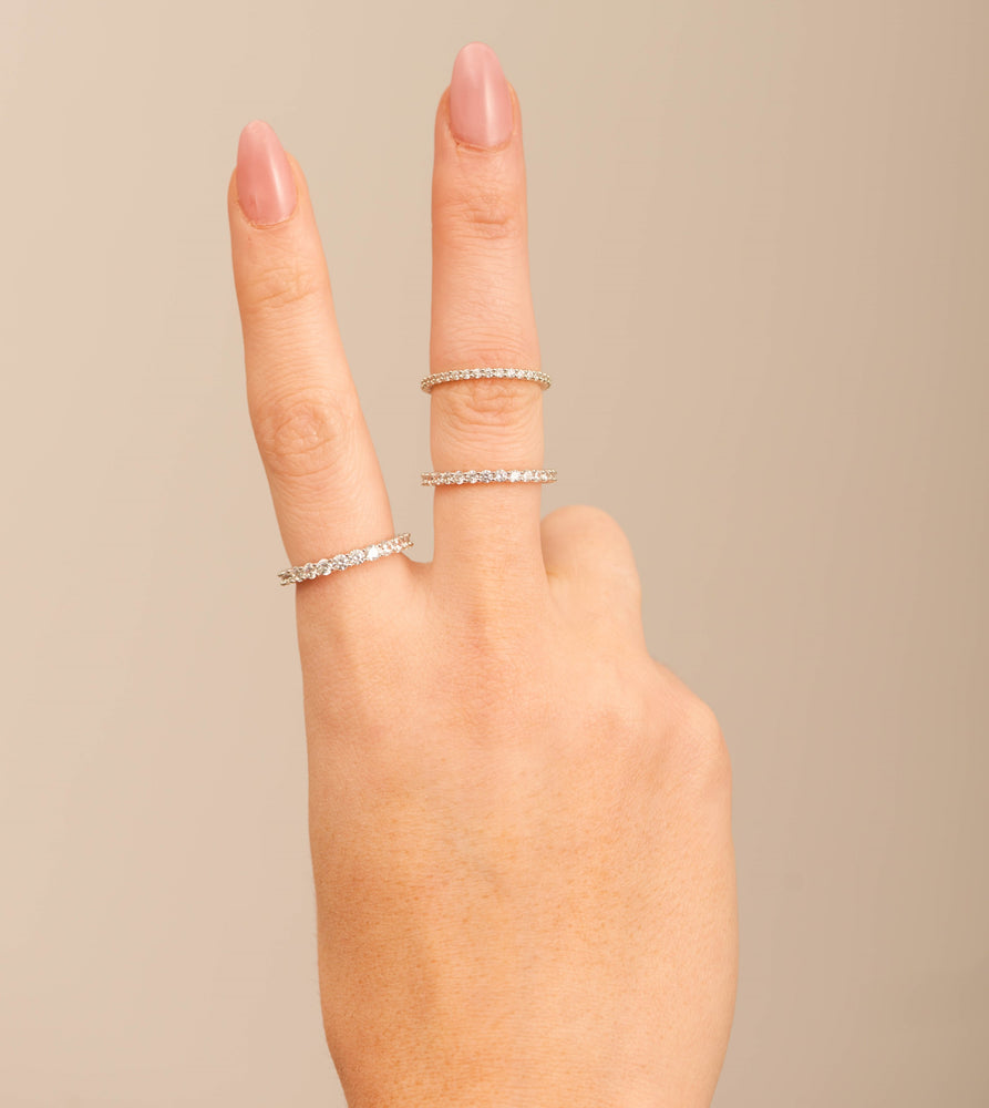 14k White Gold Simulated Diamond Eternity Band - 14K  - Olive & Chain Fine Jewelry