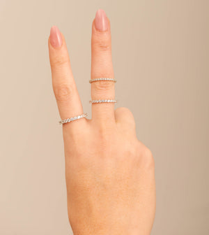14k White Gold Simulated Diamond Eternity Band - 14K  - Olive & Chain Fine Jewelry