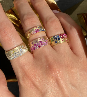 Ruby & Pink Sapphire Celestial Cigar Band - 14K  - Olive & Chain Fine Jewelry