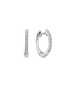 Diamond Signature Huggie Hoop Earring - 14K White Gold / Pair - Olive & Chain Fine Jewelry