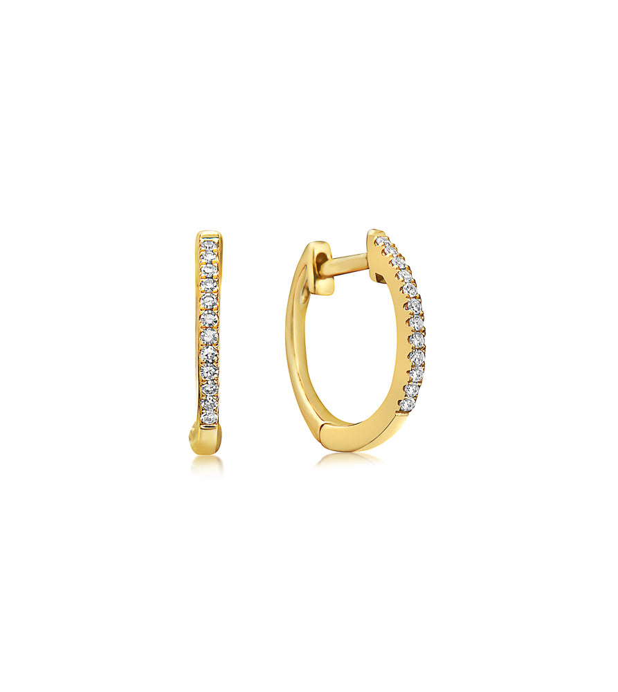 Diamond Signature Huggie Hoop Earring - 14K Yellow Gold / Pair - Olive & Chain Fine Jewelry
