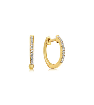 Diamond Signature Huggie Hoop Earring - 14K Yellow Gold / Pair - Olive & Chain Fine Jewelry