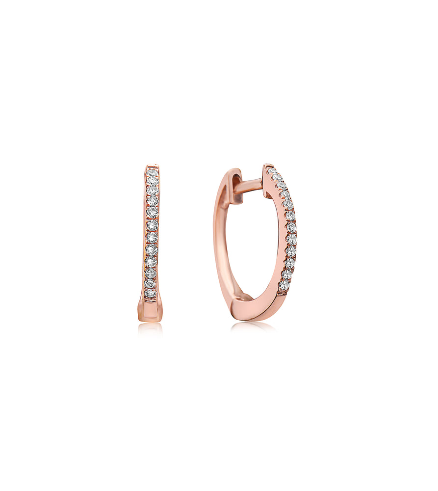 Diamond Signature Huggie Hoop Earring - 14K Rose Gold / Pair - Olive & Chain Fine Jewelry