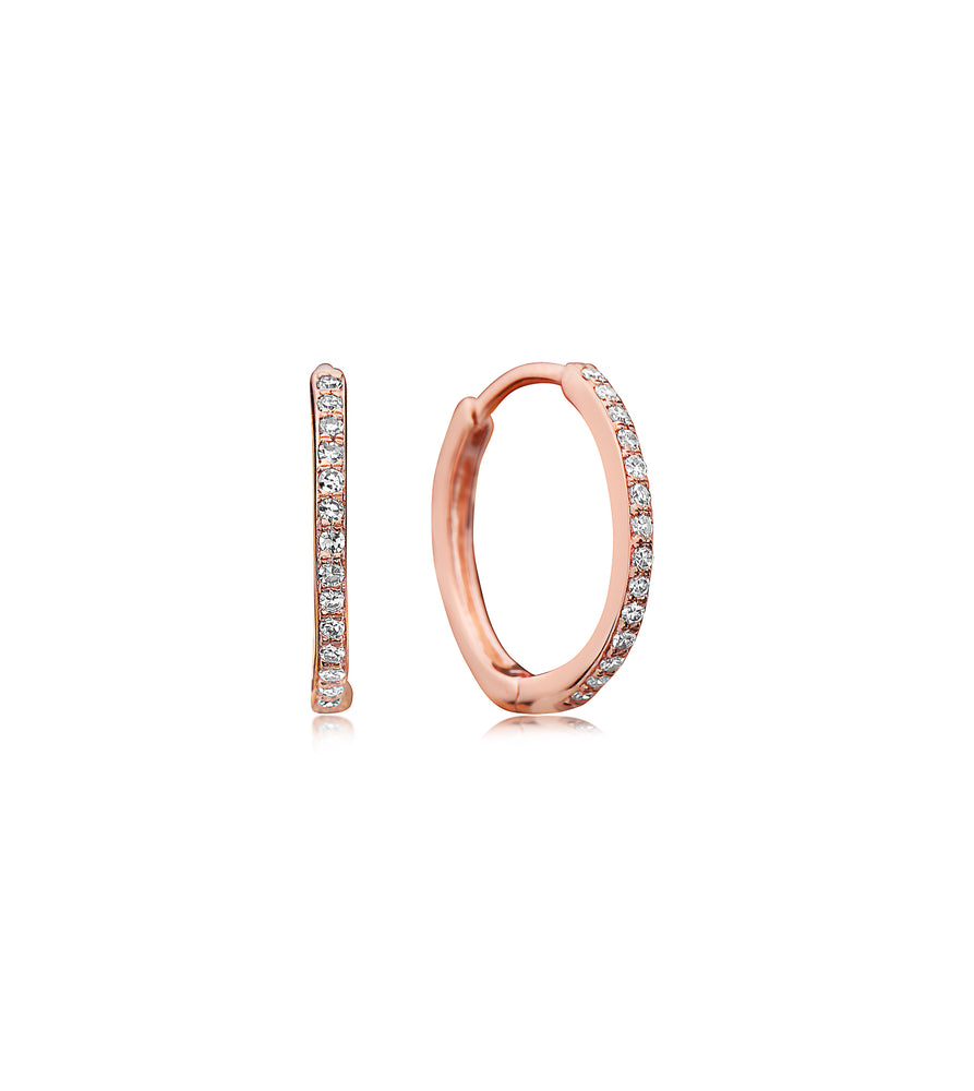 Diamond Huggie Earring - 14K Rose Gold - Olive & Chain Fine Jewelry