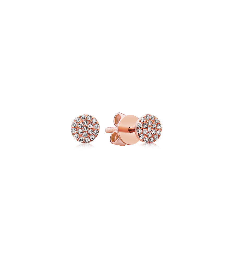 Diamond Round Stud Earring - 14K Rose Gold / Mini / Pair - OLIVE & CHAIN Fine Jewelry