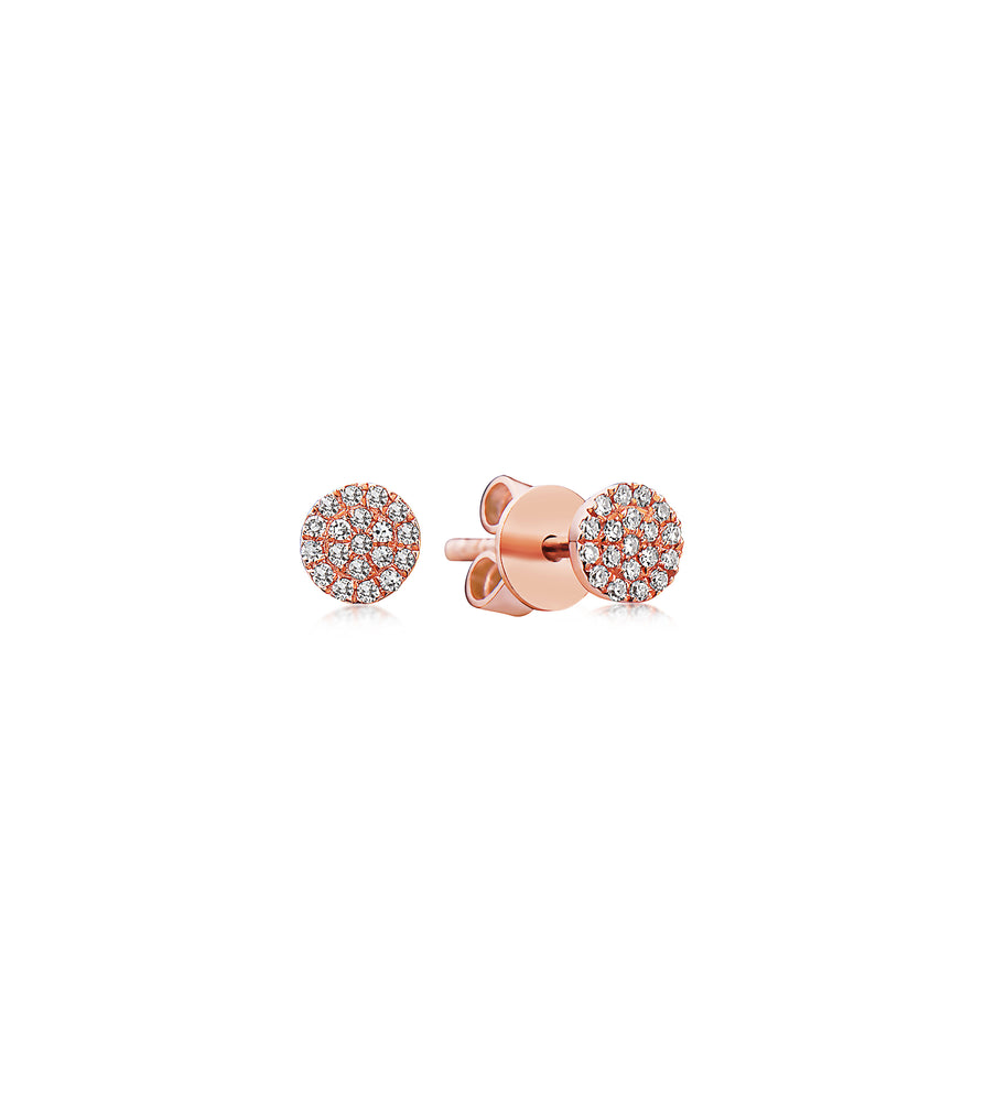 Diamond Round Stud Earring - 14K Rose Gold / Mini / Pair - Olive & Chain Fine Jewelry