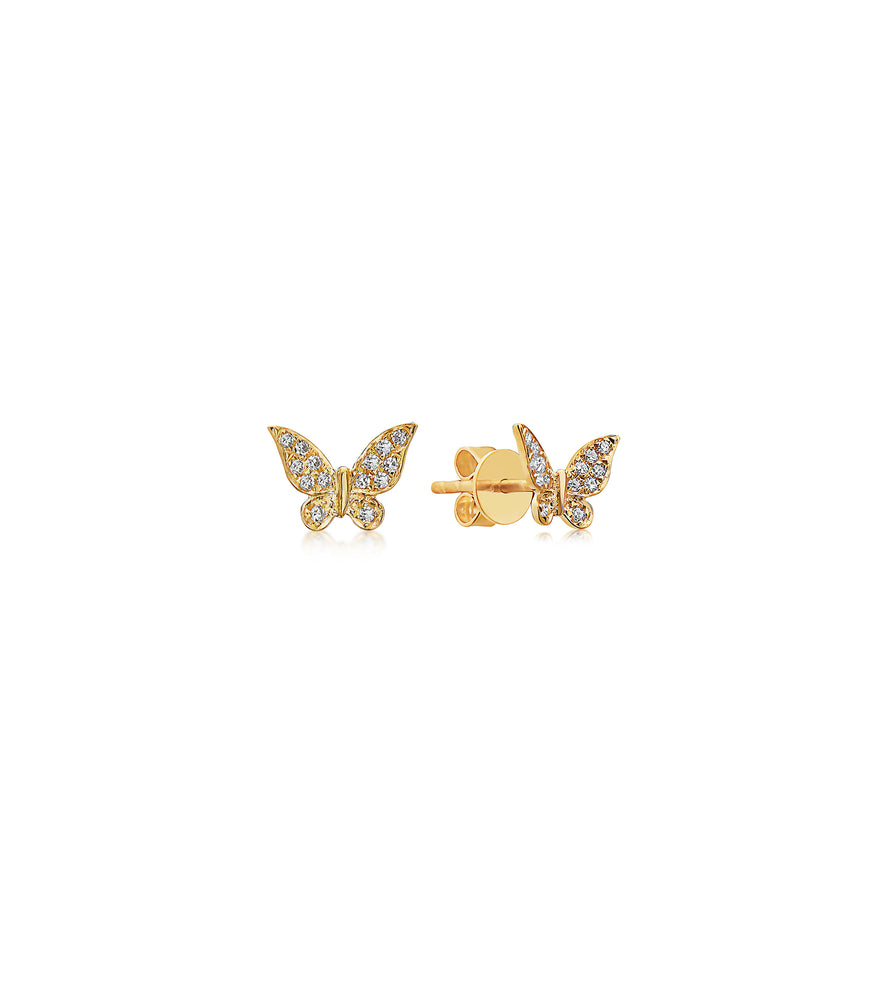 Diamond Butterfly Stud Earring - 14K Yellow Gold - Olive & Chain Fine Jewelry