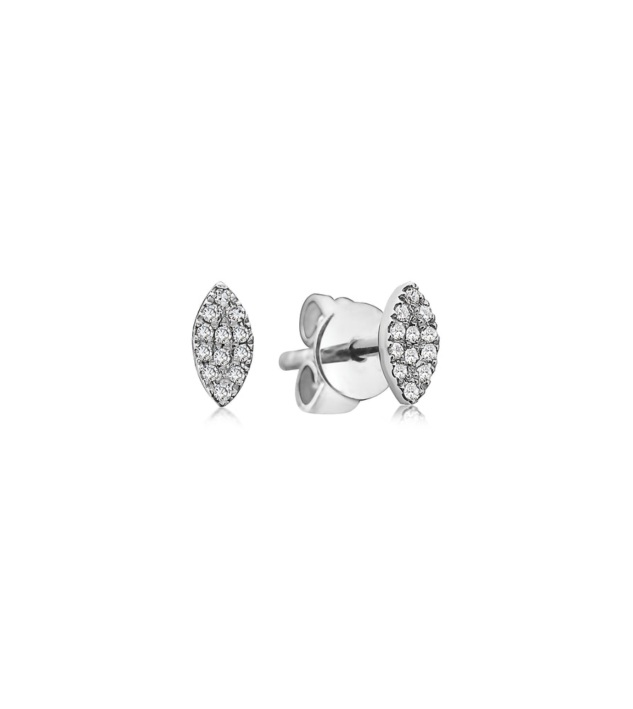 Diamond Marquise Stud Earring - 14K White Gold / Small / Pair - OLIVE & CHAIN Fine Jewelry