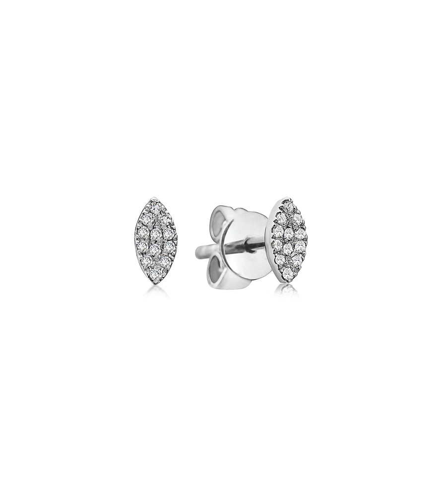 Diamond Marquise Stud Earring - 14K White Gold / Small / Pair - Olive & Chain Fine Jewelry
