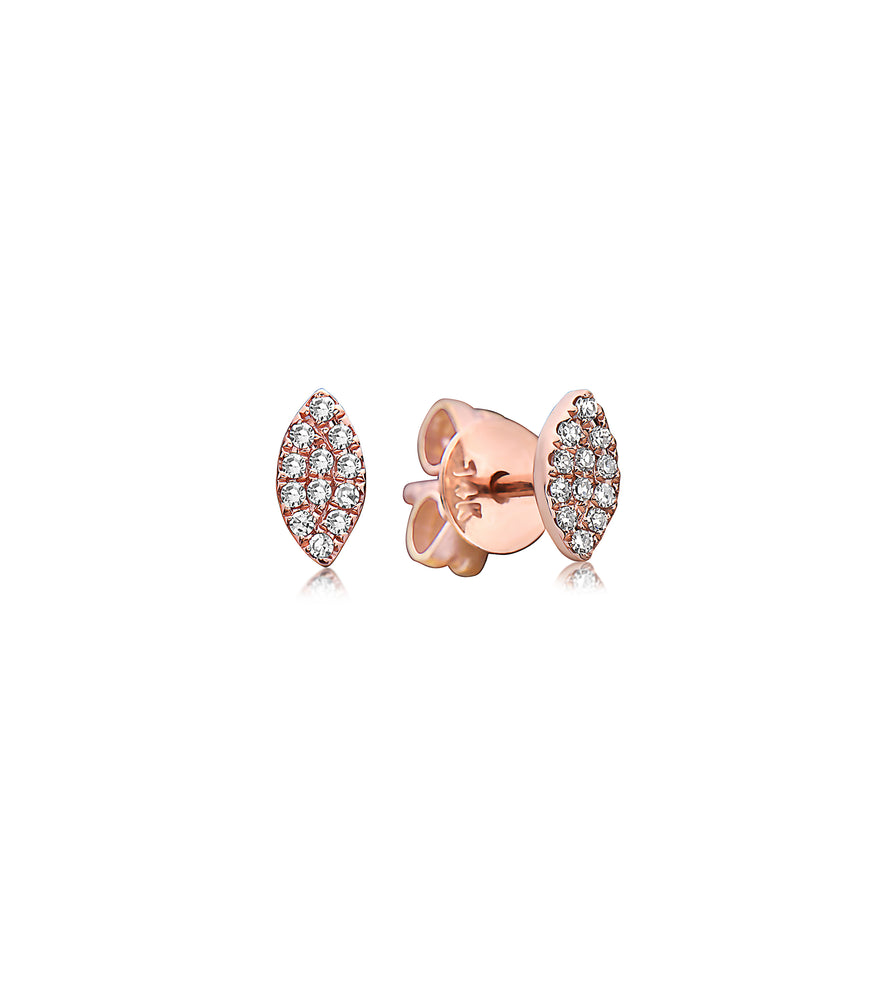 Diamond Marquise Stud Earring - 14K Rose Gold / Small / Pair - OLIVE & CHAIN Fine Jewelry