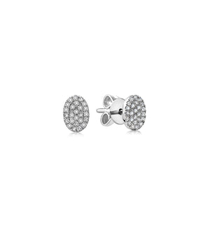 Diamond Oval Stud Earring - 14K White Gold / Small / Pair - Olive & Chain Fine Jewelry