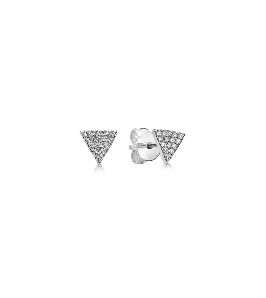 Diamond Triangle Stud Earring - 14K White Gold / Small / Pair - Olive & Chain Fine Jewelry