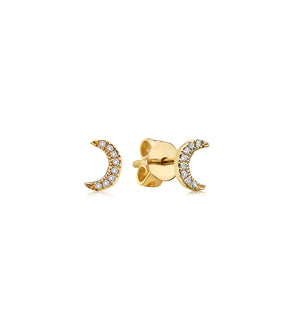 Diamond Moon Stud Earring - 14K Yellow Gold / Small / Pair - Olive & Chain Fine Jewelry