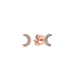 Diamond Moon Stud Earring - 14K Rose Gold / Small / Pair - Olive & Chain Fine Jewelry