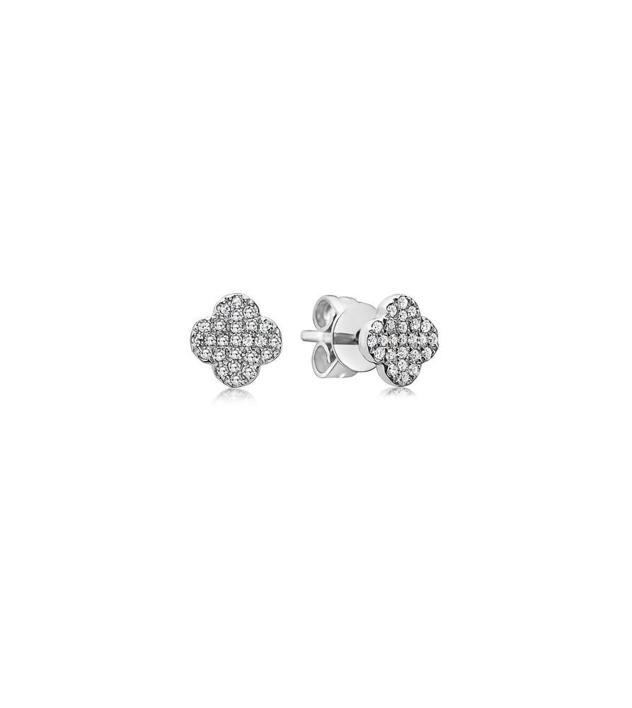 Diamond Clover Stud Earring - 14K White Gold / Small / Pair - Olive & Chain Fine Jewelry