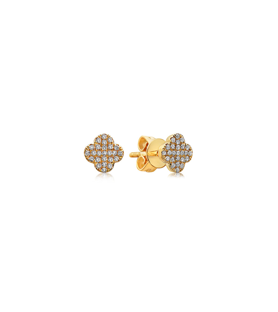 Diamond Clover Stud Earring - 14K Yellow Gold / Small / Pair - Olive & Chain Fine Jewelry