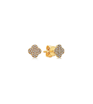 Diamond Clover Stud Earring - 14K Yellow Gold / Small / Pair - Olive & Chain Fine Jewelry