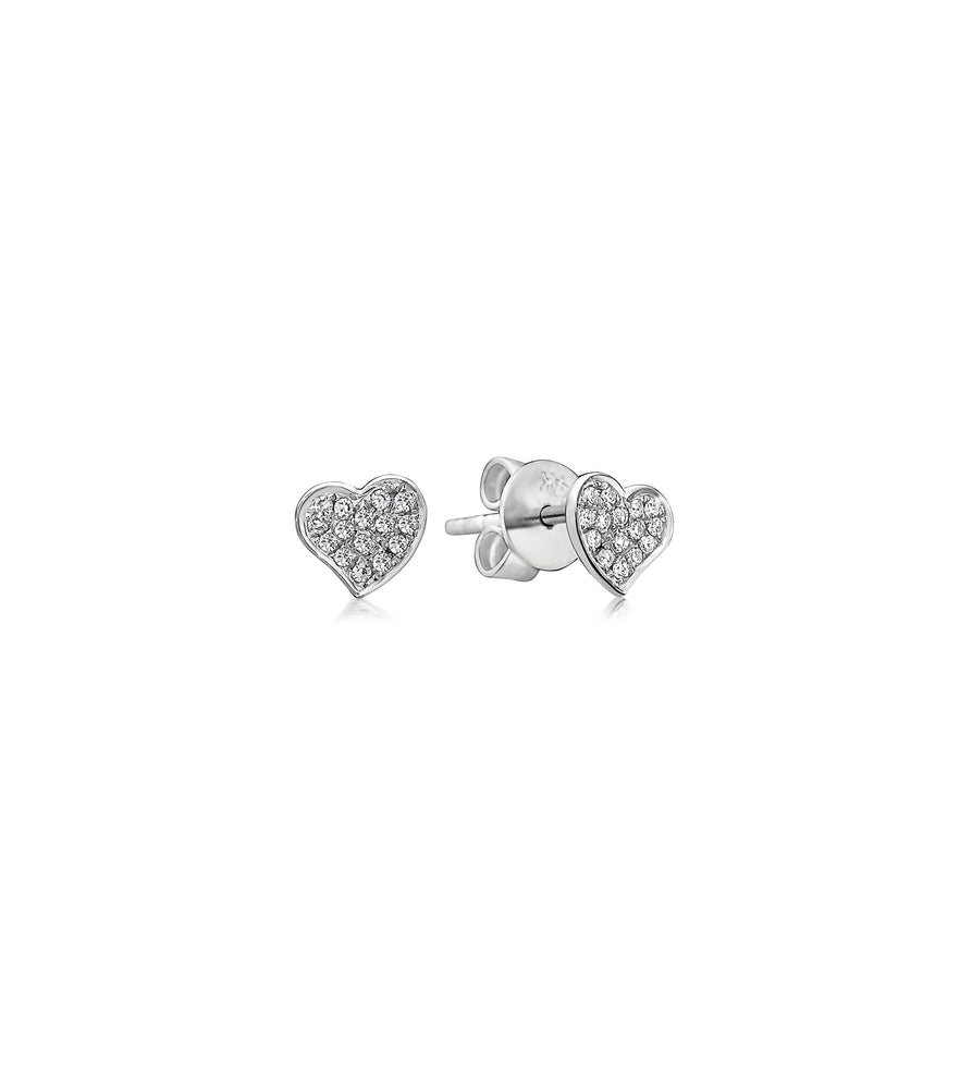 Diamond Heart Stud Earring - 14K White Gold - OLIVE & CHAIN Fine Jewelry