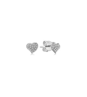 Diamond Heart Stud Earring - 14K White Gold - OLIVE & CHAIN Fine Jewelry